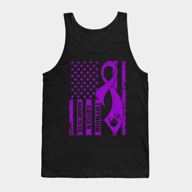 Thyroid Cancer Awareness Flag Ribbon Tank Top by KHANH HUYEN